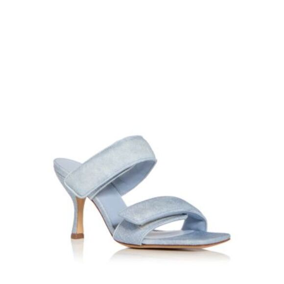 GIA BORGHINI Womens Light Blue Straps Alodie Square Toe Flare Heeled Sandal 38.5 - Picture 1 of 3